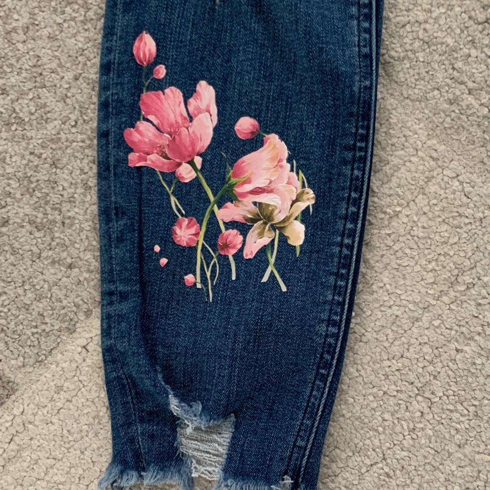 Express Dark Blue Floral Embellished Jeans - Picture 9 of 17